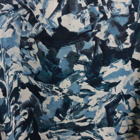 EUC Pure Energy 2x Blue White Roll Tab Sleeves Slit Back Top - Picture 3 of 7